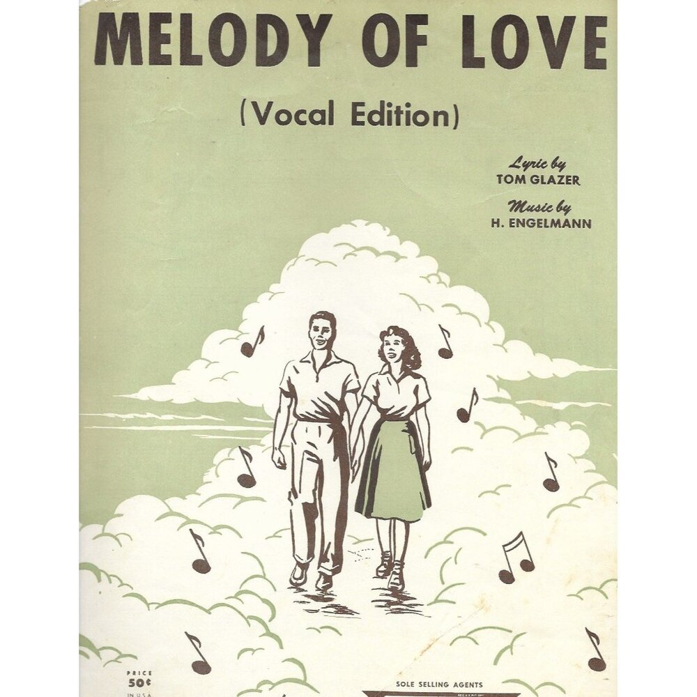 Melody of Love Sheet Music 1954 Tom Glazer Shapiro Bernstein Vintage